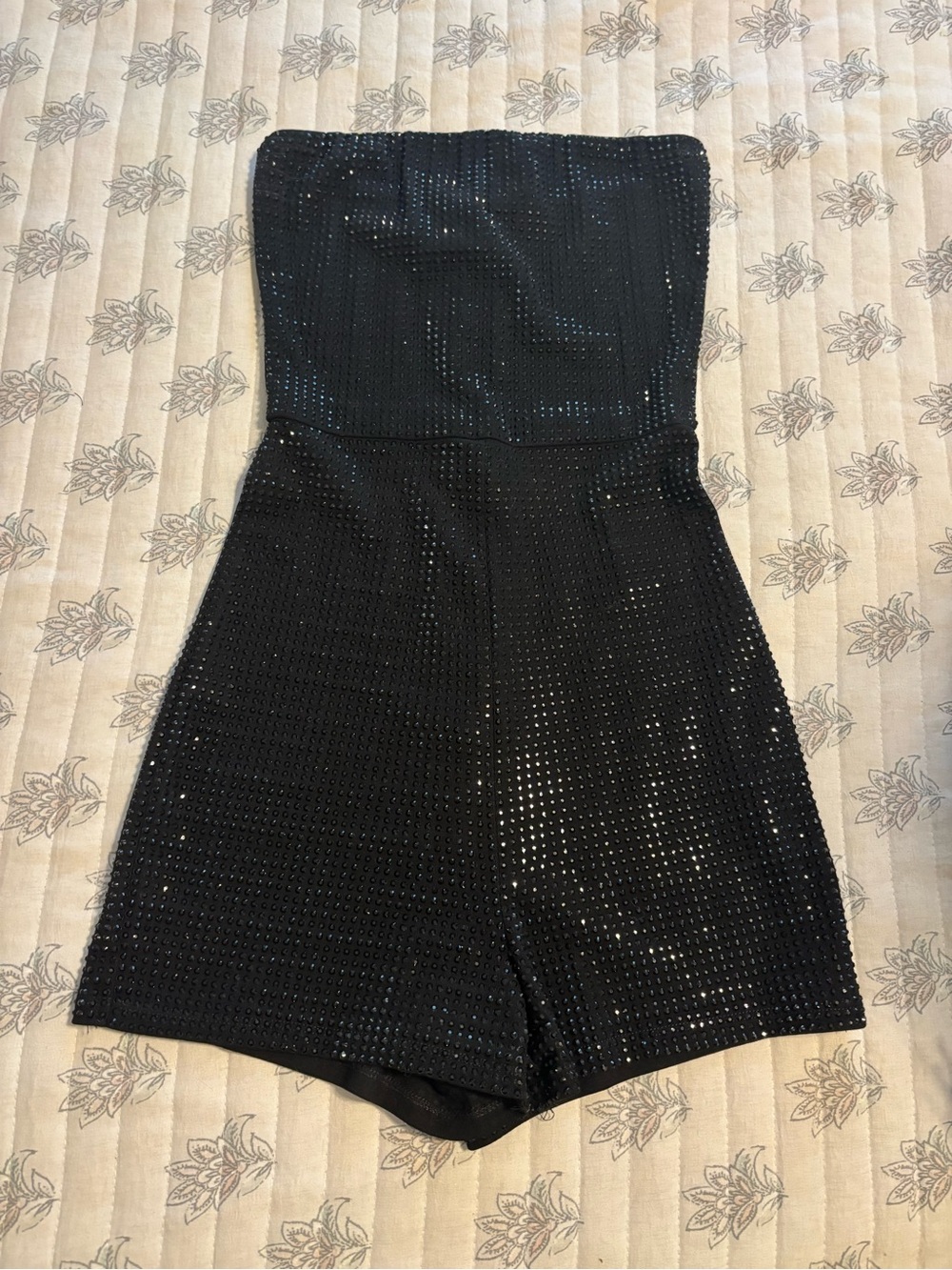 Windsor Black Strapless Beaded Romper
